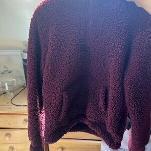 SO Burgundy Teddy Jacket Plush Fleece Cozy